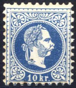 1867, Kaiser Franz Joseph 10 K. dunkelblau, ... 
