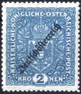 1919, 2 Kronen mit Aufdruck in Lz. 11 1/2, ... 
