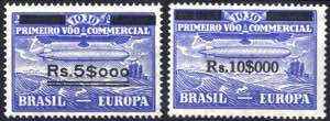 1930, Brasil-Europa mit Aufdruck des neuen ... 