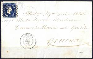 S.REMO, lettera del 30.6.1853 da San Remo ... 