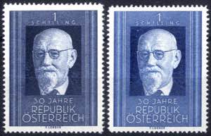 1948, Dr. Karl Renner, 1 S blau, 2 Werte in ... 