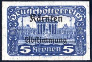 1920, Kärtner Abstimmung, 5 Kr. blau ... 