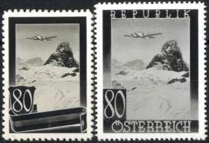 1947, Flugpostmarke 5 Schilling, zwei ... 