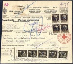 1945, Paketkarte des Roten Kreuzes aus ... 