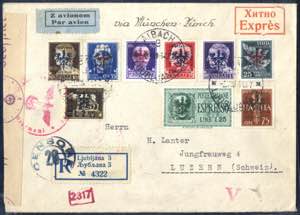 1945, eingeschriebener Luftpost- ... 