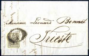1850, Ortsbrief von Triest 9.3. 1855 mit 2 ... 