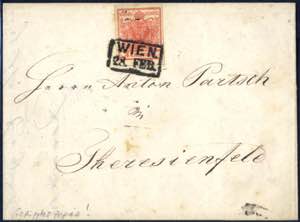 1850, 3 Kreuzer geripptes Papier in Type ... 