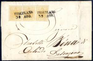 1850, lettera affrancata con una striscia di ... 