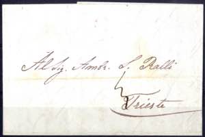 1840, desinfizierter Portobrief vom ... 
