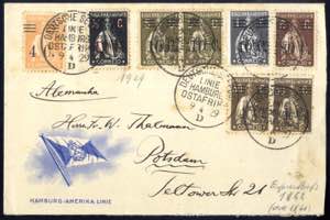 SEEPOST 1929, neun Briefe bzw. Postkarten ... 
