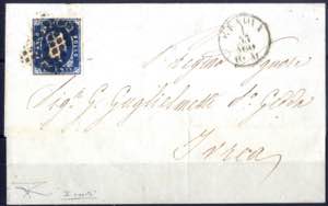 1853, lettera da Genova il 1.8 per Ivrea ... 