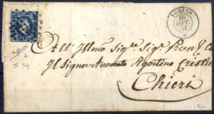 1851, lettera da Torino il 16.10 per Chieri ... 