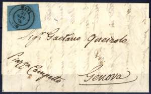1854, lettera da Novi il 21.6 per Genova ... 