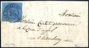 1853, lettera da Les Echelles (Punti 8) il ... 