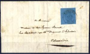 1854, lettera da Torino il 7.1 per ... 