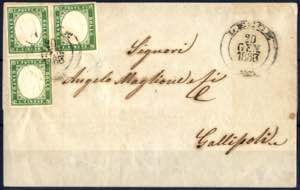 1863, lettera da Lecce il 20.1 per Gallipoli ... 