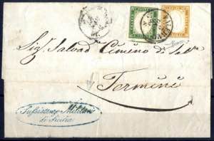 1863, lettera da Palermo il 3.1 per Termini ... 