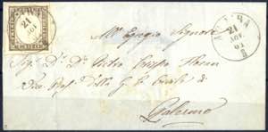 1861, lettera da Aggira il 21.11 per Palermo ... 
