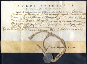 PAOLO RENIER (1710-1789), pergamena del 1782 ... 