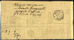 1919, telegramma da Delvino (Punti 12) il ... 