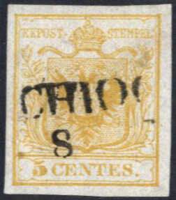 1850, 5 centesimi giallo prima tiratura, ... 