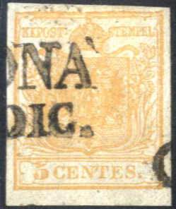 1850, 5 centesimi arancio brunastro, ... 