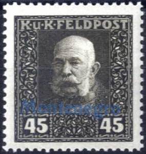 1917, Feldpostmarke zu 45 Heller mit blauem ... 