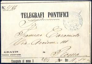 1870, busta per dispaccio telegrafico, ... 