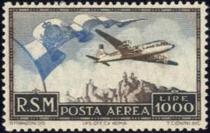 1951, posta aerea 1000 L. bruno e celeste, ... 