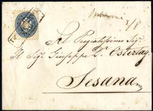Nabresina 1865, 10 Kreuzer Brief mit ... 