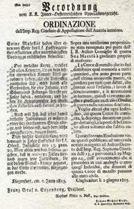 1815, zweisprachige Verordnung des K.K. ... 