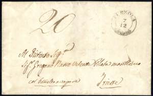 1858, Portobrief vom 7.12.1858 von Curzola ... 