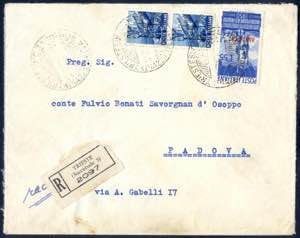 1950, raccomandata del 16.10.1950 da Trieste ... 