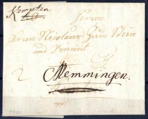 1790, Brief von Zürich nach Kempten und ... 