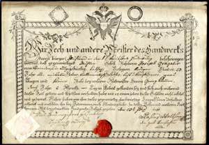 1811, attraktiver Gesellenbrief gegeben in ... 