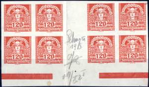 1920/21, Merkur Zeitungsmarken 1,20 Kronen ... 