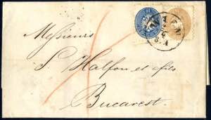 1866, Brief aus Wien vom 29.4. nach Bucarest ... 