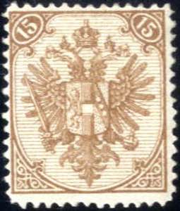 1879, 15 (Kr.) braun Steindruck, Type I, ... 