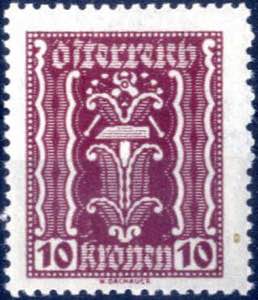 1922/4, 10 Kronen Industrie rotlila in ... 