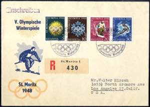 1948, vier Rekobriefe von St. Moritz ... 