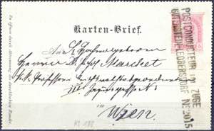1895, Kartenbrief 5 Kr. von Miesenbach (NÖ) ... 