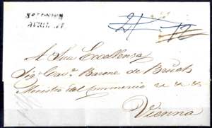 1851, barfrankierter Brief aus Saloniki vom ... 