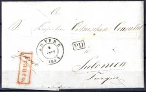 1854, Brief von Anvers am 9.8. über Wien ... 