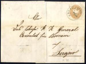 1864, Brief von Zavalje (RS-f blau Müller ... 