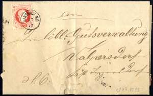 1877, Brief von Gansbach N.Ö. vom 12.3. ... 