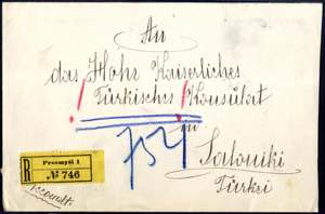 1904, eingeschriebener Brief von Przemysl ... 