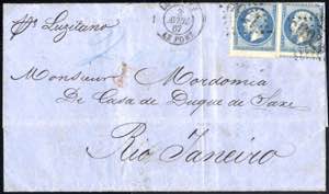 1867/68, 3 Begleitbriefe von Le Havre nach ... 