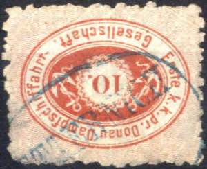 1870, 10 Kr. rot mit blauem ... 