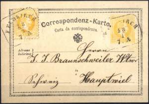 1873, Correspondenzkarte zu 2 Kr. gelb ... 