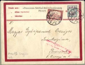 1921, Umschlag zu 16 f. mit rotem Aufdruck ... 